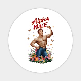 Alpha Male Funny Flowers Butterflies Gift Fathers Day Gay Man LGBT Pride Magnet